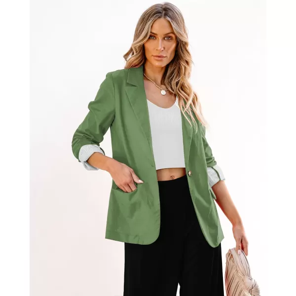 luvamia Blazers for Women Business Casual Dressy Work Fashion Lightweight Spring Summer Linen Unlined 2024 Suit JacketsOlive Green