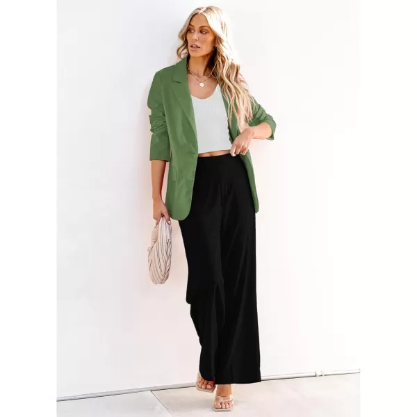 luvamia Blazers for Women Business Casual Dressy Work Fashion Lightweight Spring Summer Linen Unlined 2024 Suit JacketsOlive Green