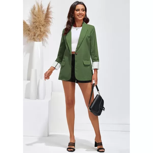 luvamia Blazers for Women Business Casual Dressy Work Fashion Lightweight Spring Summer Linen Unlined 2024 Suit JacketsOlive Green