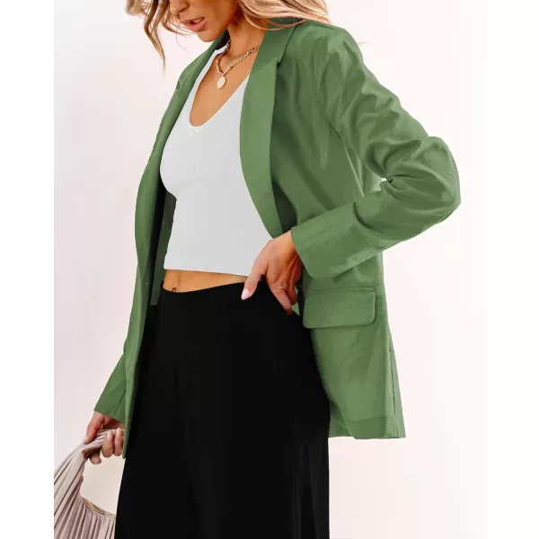 luvamia Blazers for Women Business Casual Dressy Work Fashion Lightweight Spring Summer Linen Unlined 2024 Suit JacketsOlive Green