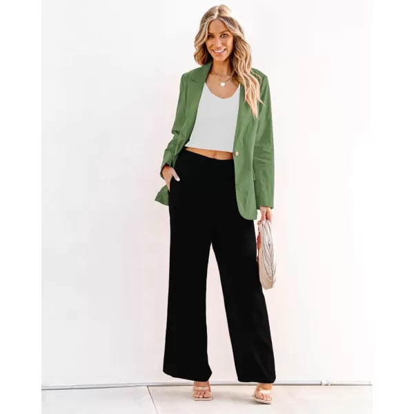 luvamia Blazers for Women Business Casual Dressy Work Fashion Lightweight Spring Summer Linen Unlined 2024 Suit JacketsOlive Green