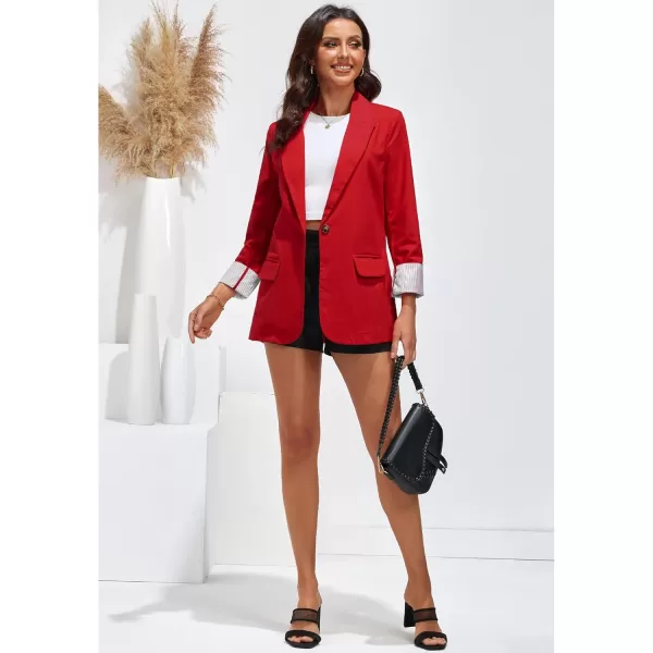 luvamia Blazers for Women Business Casual Dressy Work Fashion Lightweight Spring Summer Linen Unlined 2024 Suit JacketsRed