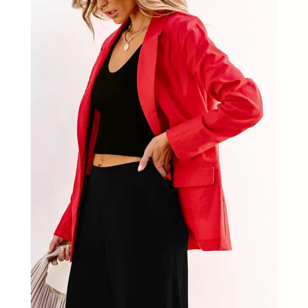 luvamia Blazers for Women Business Casual Dressy Work Fashion Lightweight Spring Summer Linen Unlined 2024 Suit JacketsRed