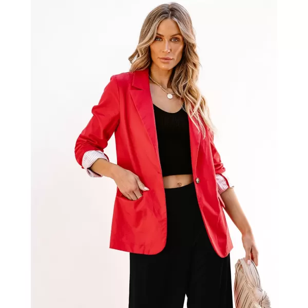 luvamia Blazers for Women Business Casual Dressy Work Fashion Lightweight Spring Summer Linen Unlined 2024 Suit JacketsRed