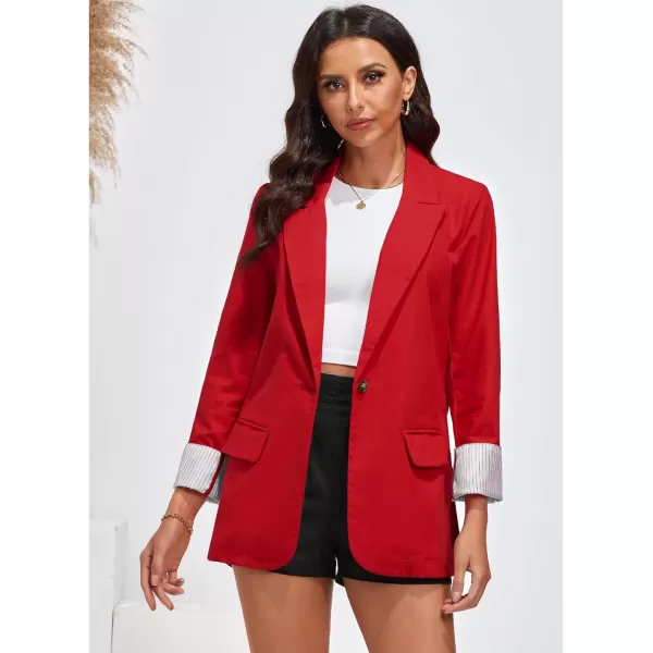 luvamia Blazers for Women Business Casual Dressy Work Fashion Lightweight Spring Summer Linen Unlined 2024 Suit JacketsRed