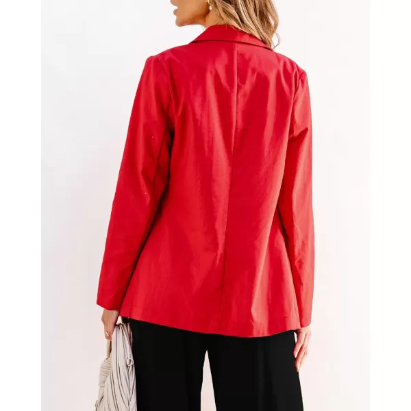 luvamia Blazers for Women Business Casual Dressy Work Fashion Lightweight Spring Summer Linen Unlined 2024 Suit JacketsRed