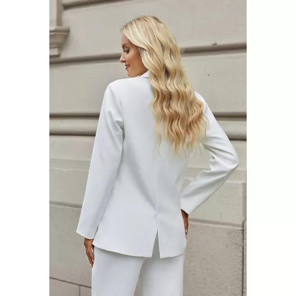 luvamia Blazers for Women Business Casual Long Sleeves Work Professional Suits Dressy Jackets with Pocket Office OutfitsBrilliant White