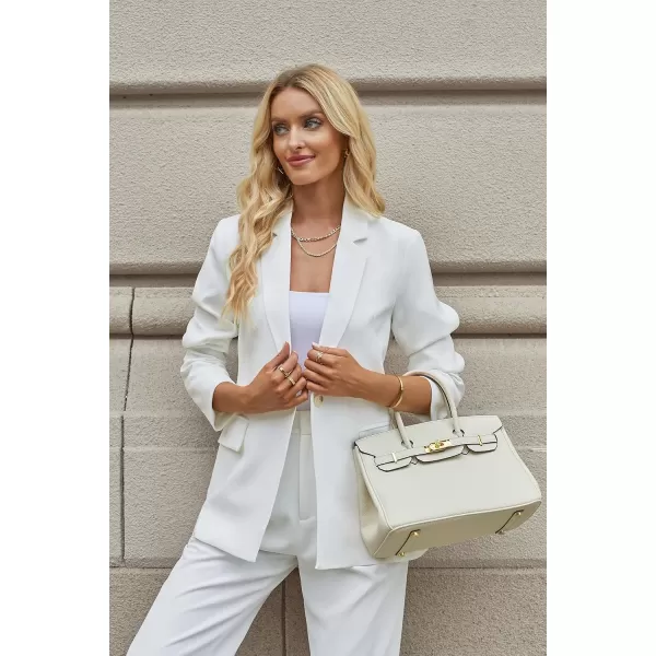 luvamia Blazers for Women Business Casual Long Sleeves Work Professional Suits Dressy Jackets with Pocket Office OutfitsBrilliant White