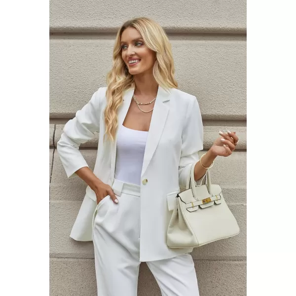 luvamia Blazers for Women Business Casual Long Sleeves Work Professional Suits Dressy Jackets with Pocket Office OutfitsBrilliant White