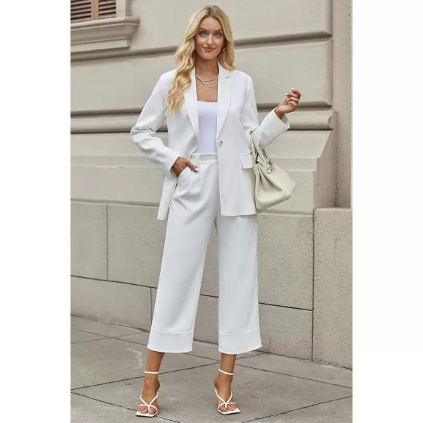 luvamia Blazers for Women Business Casual Long Sleeves Work Professional Suits Dressy Jackets with Pocket Office OutfitsBrilliant White