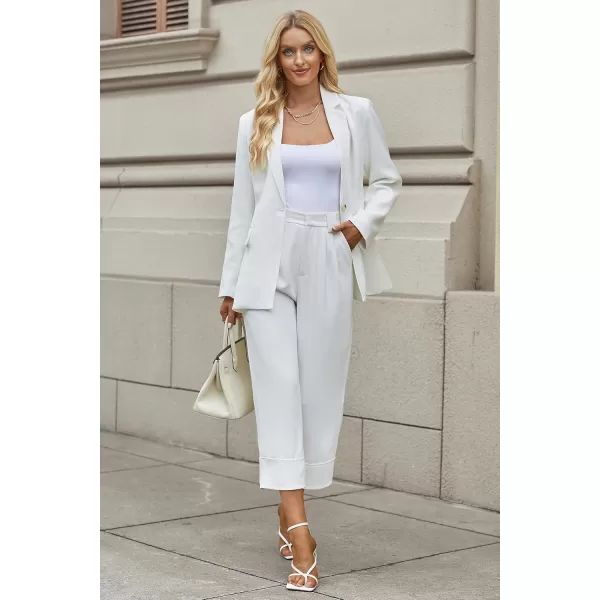 luvamia Blazers for Women Business Casual Long Sleeves Work Professional Suits Dressy Jackets with Pocket Office OutfitsBrilliant White