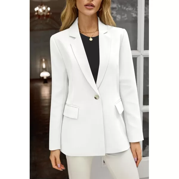 luvamia Blazers for Women Business Casual Long Sleeves Work Professional Suits Dressy Jackets with Pocket Office OutfitsBrilliant White