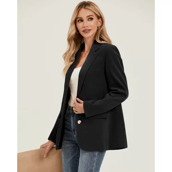 luvamia Blazers for Women Business Casual Twill Long Blazers Suit Jackets Dressy Office Work Professional Coat Loose FitBlack