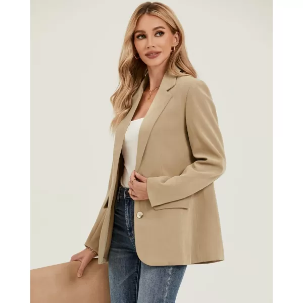 luvamia Blazers for Women Business Casual Twill Long Blazers Suit Jackets Dressy Office Work Professional Coat Loose FitCandied Ginger