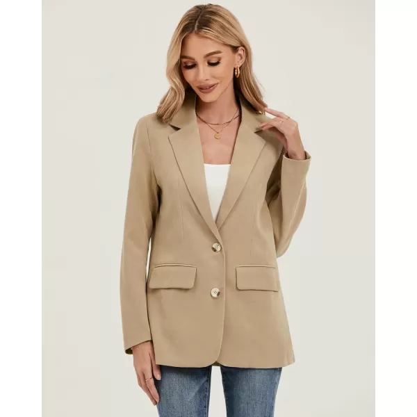 luvamia Blazers for Women Business Casual Twill Long Blazers Suit Jackets Dressy Office Work Professional Coat Loose FitCandied Ginger