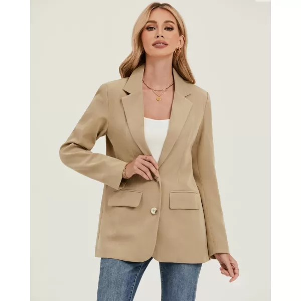 luvamia Blazers for Women Business Casual Twill Long Blazers Suit Jackets Dressy Office Work Professional Coat Loose FitCandied Ginger