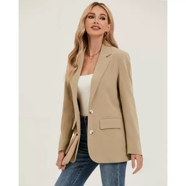 luvamia Blazers for Women Business Casual Twill Long Blazers Suit Jackets Dressy Office Work Professional Coat Loose FitCandied Ginger