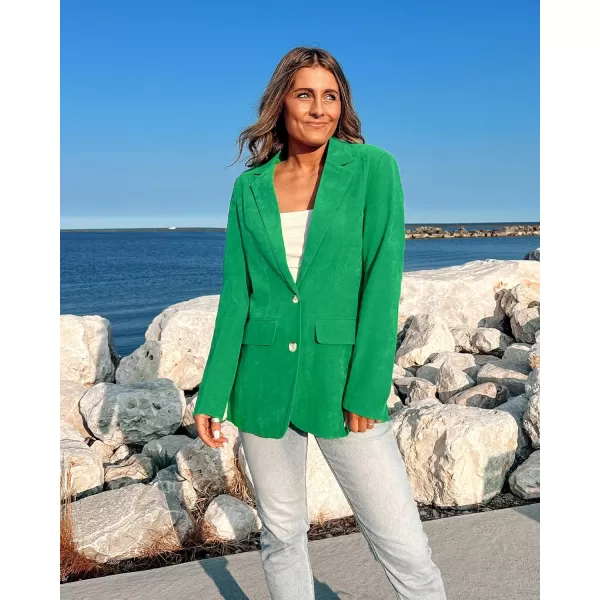 luvamia Blazers for Women Business Casual Twill Long Blazers Suit Jackets Dressy Office Work Professional Coat Loose FitJolly Green