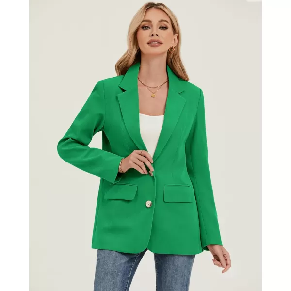 luvamia Blazers for Women Business Casual Twill Long Blazers Suit Jackets Dressy Office Work Professional Coat Loose FitJolly Green