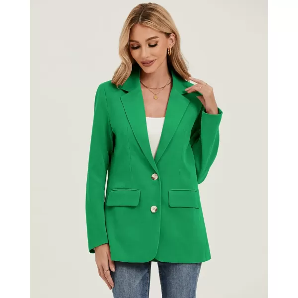 luvamia Blazers for Women Business Casual Twill Long Blazers Suit Jackets Dressy Office Work Professional Coat Loose FitJolly Green