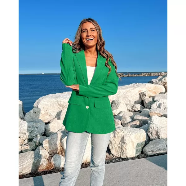 luvamia Blazers for Women Business Casual Twill Long Blazers Suit Jackets Dressy Office Work Professional Coat Loose FitJolly Green