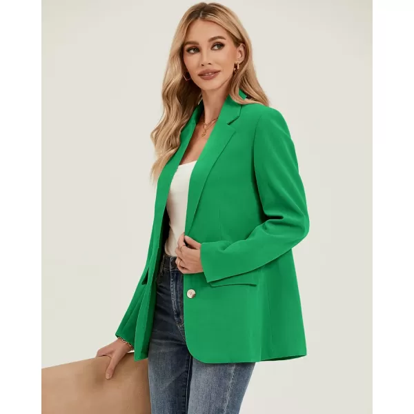 luvamia Blazers for Women Business Casual Twill Long Blazers Suit Jackets Dressy Office Work Professional Coat Loose FitJolly Green