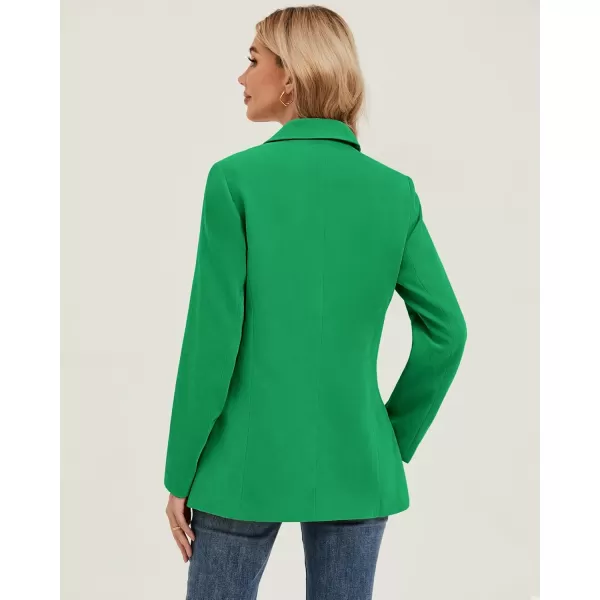 luvamia Blazers for Women Business Casual Twill Long Blazers Suit Jackets Dressy Office Work Professional Coat Loose FitJolly Green