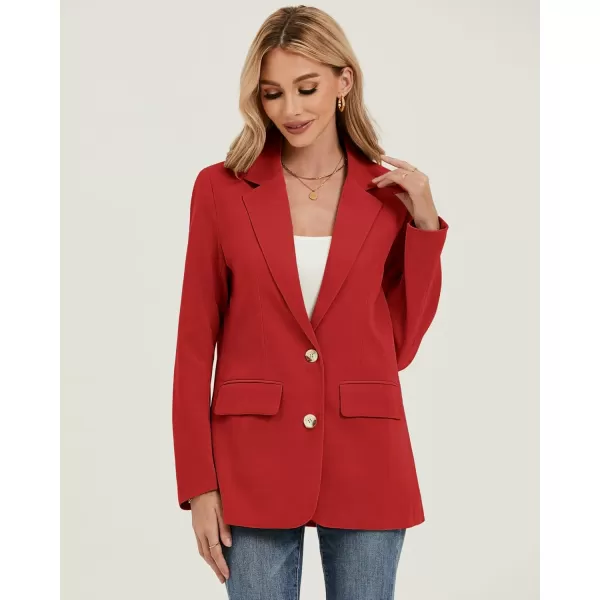 luvamia Blazers for Women Business Casual Twill Long Blazers Suit Jackets Dressy Office Work Professional Coat Loose FitTomato