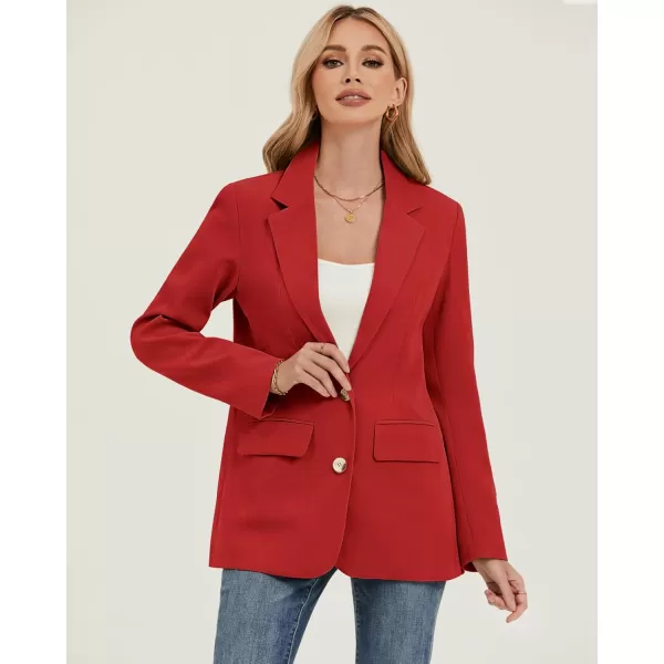 luvamia Blazers for Women Business Casual Twill Long Blazers Suit Jackets Dressy Office Work Professional Coat Loose FitTomato