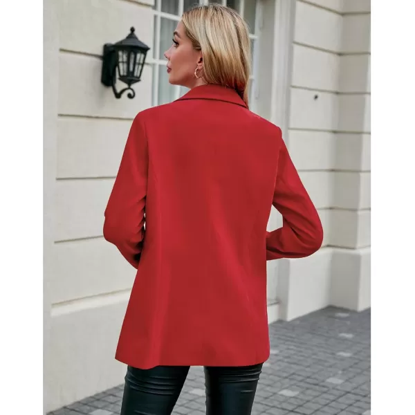 luvamia Blazers for Women Business Casual Twill Long Blazers Suit Jackets Dressy Office Work Professional Coat Loose FitTomato