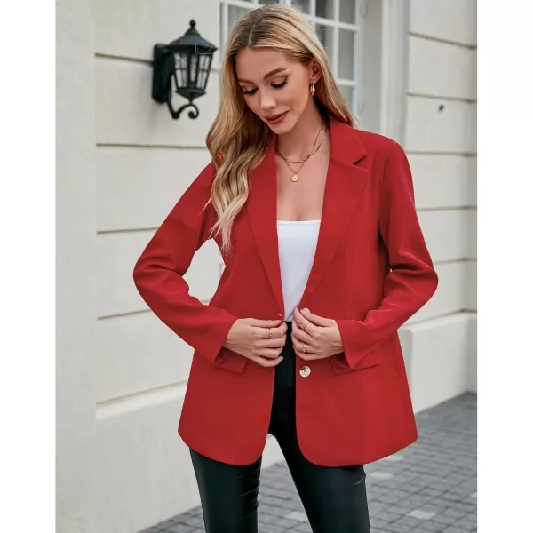 luvamia Blazers for Women Business Casual Twill Long Blazers Suit Jackets Dressy Office Work Professional Coat Loose FitTomato