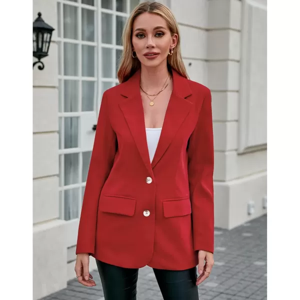 luvamia Blazers for Women Business Casual Twill Long Blazers Suit Jackets Dressy Office Work Professional Coat Loose FitTomato