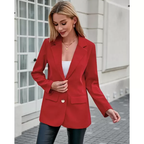 luvamia Blazers for Women Business Casual Twill Long Blazers Suit Jackets Dressy Office Work Professional Coat Loose FitTomato