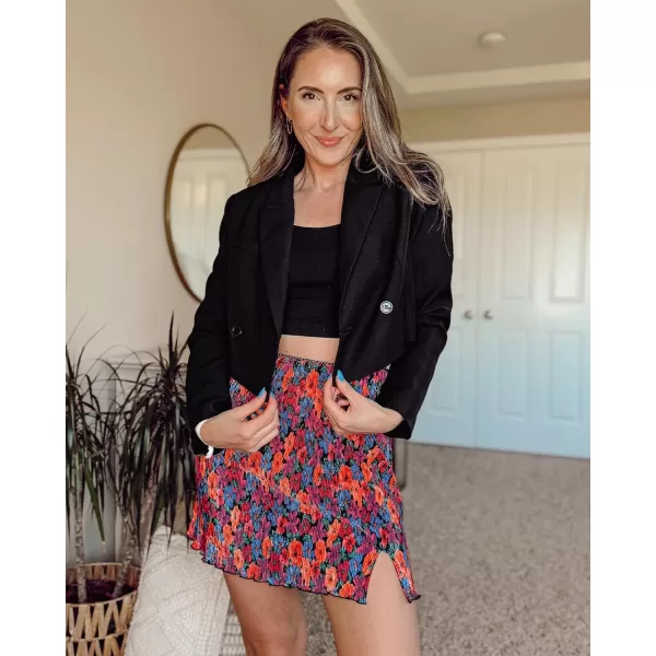 luvamia Cropped Blazers for Women Business Casual Open Front Long Sleeve Suit Jacket Trendy Oversized Work Office BlazerBlack