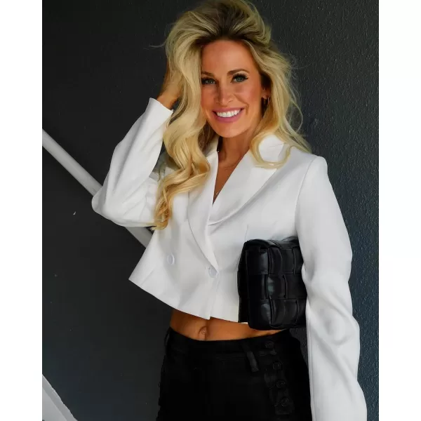 luvamia Cropped Blazers for Women Business Casual Open Front Long Sleeve Suit Jacket Trendy Oversized Work Office BlazerCream White