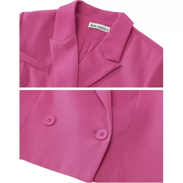 luvamia Cropped Blazers for Women Business Casual Open Front Long Sleeve Suit Jacket Trendy Oversized Work Office BlazerHot Pink