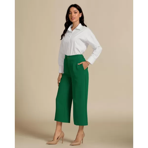 luvamia Pant Suits for Women Dressy Casual 2 Piece Sets Sleeveless Blazer Vest with Wide Leg Capri Pants Work OutfitJolly Green
