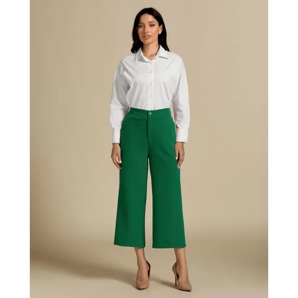 luvamia Pant Suits for Women Dressy Casual 2 Piece Sets Sleeveless Blazer Vest with Wide Leg Capri Pants Work OutfitJolly Green