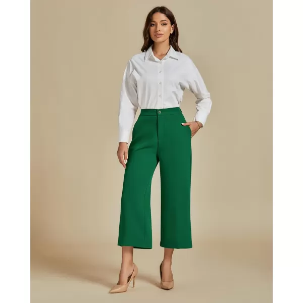 luvamia Pant Suits for Women Dressy Casual 2 Piece Sets Sleeveless Blazer Vest with Wide Leg Capri Pants Work OutfitJolly Green