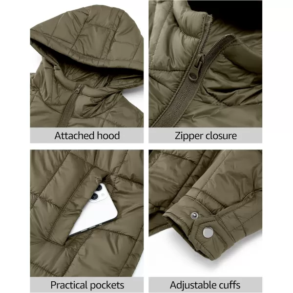 luvamia Puffer Jackets for Women Quilted Lightweight Coats Trendy Hooded Zip Up Casual Fall Puffy Jacket Coat PocketsArmy Green