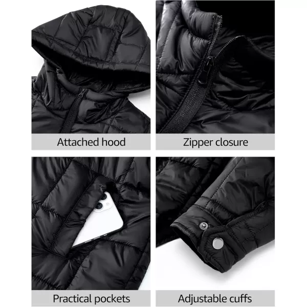 luvamia Puffer Jackets for Women Quilted Lightweight Coats Trendy Hooded Zip Up Casual Fall Puffy Jacket Coat PocketsBlack