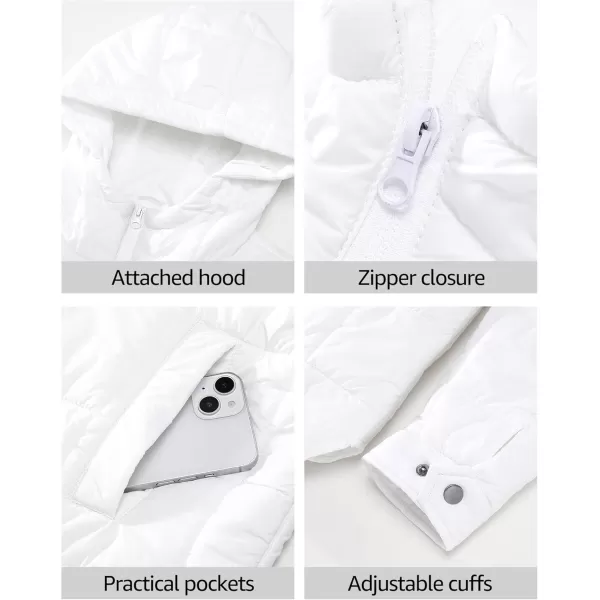 luvamia Puffer Jackets for Women Quilted Lightweight Coats Trendy Hooded Zip Up Casual Fall Puffy Jacket Coat PocketsWhite