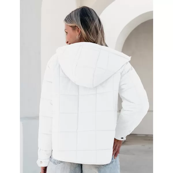 luvamia Puffer Jackets for Women Quilted Lightweight Coats Trendy Hooded Zip Up Casual Fall Puffy Jacket Coat PocketsWhite