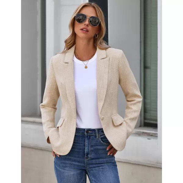 luvamia Tweed Blazers for Women Business Casual Dressy Blazer Jacket Work Suits Office Professional Outfits Long SleeveBeige