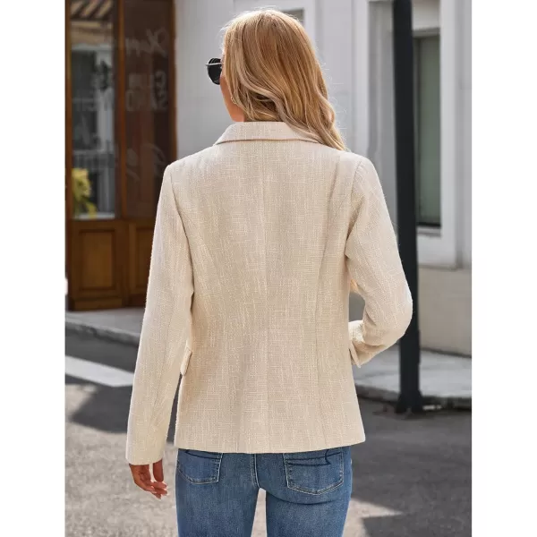 luvamia Tweed Blazers for Women Business Casual Dressy Blazer Jacket Work Suits Office Professional Outfits Long SleeveBeige