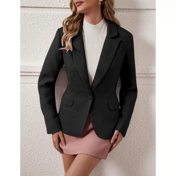 luvamia Tweed Blazers for Women Business Casual Dressy Blazer Jacket Work Suits Office Professional Outfits Long SleeveBlack