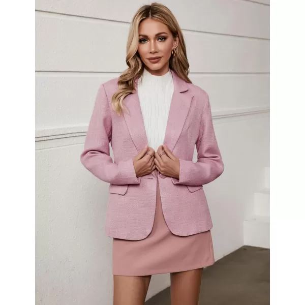 luvamia Tweed Blazers for Women Business Casual Dressy Blazer Jacket Work Suits Office Professional Outfits Long SleeveBlush Pink