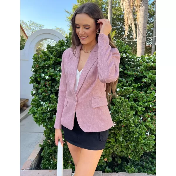 luvamia Tweed Blazers for Women Business Casual Dressy Blazer Jacket Work Suits Office Professional Outfits Long SleeveBlush Pink