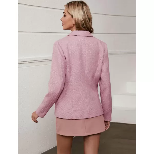 luvamia Tweed Blazers for Women Business Casual Dressy Blazer Jacket Work Suits Office Professional Outfits Long SleeveBlush Pink