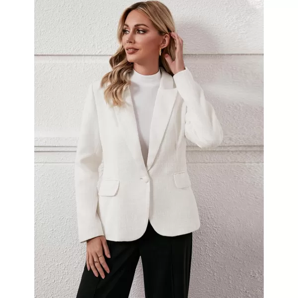 luvamia Tweed Blazers for Women Business Casual Dressy Blazer Jacket Work Suits Office Professional Outfits Long SleeveBright White